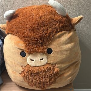 Squishmallows Brown and Tan Accent Pillow with Horns